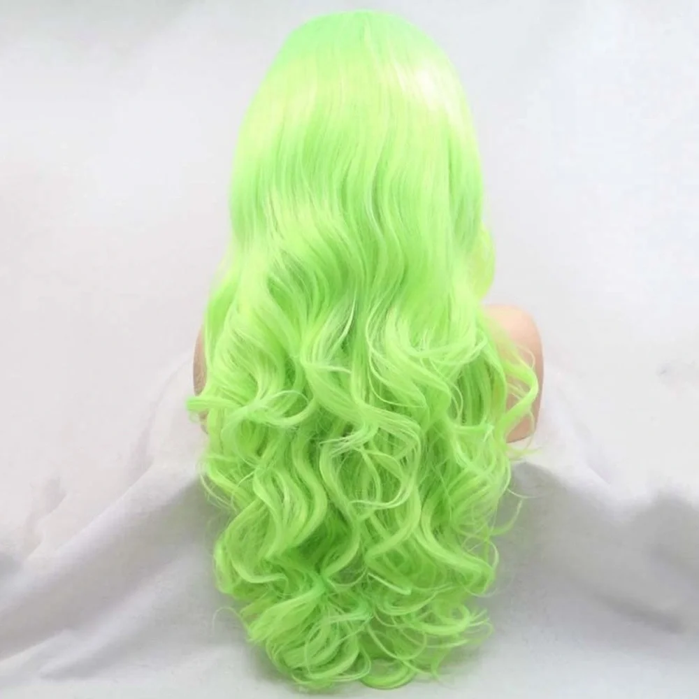 22” GREEN FLUORESCENT BODY WAVY LACE FRONT WIG  *NEW*